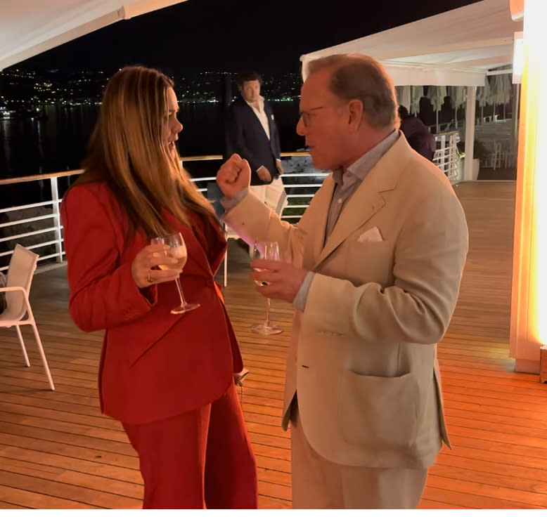 David Zaslav chatting to a guest at the Air Mail-Warner Bros Party.Photo Bamigboye/Deadline