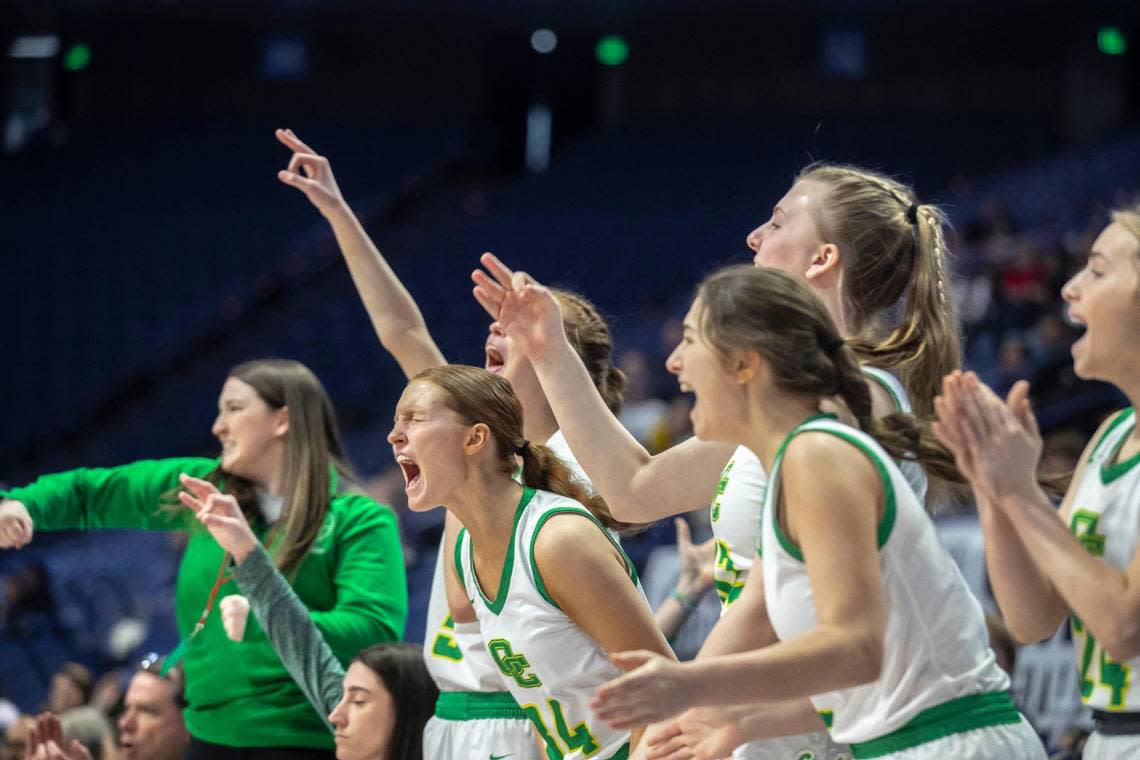 Owensboro Catholic’s bench was fired up as the Lady Aces tried to close out Bowling Green in the opening game of the Girls’ Sweet 16.