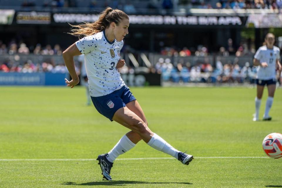 Sofia Huerta will become the first man or woman to play for the U.S. senior team at a World Cup when the U.S. kicks off its title defense Friday.