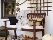 <p>Have a bench on your front porch? Seat a life-size skeleton (the one pictured is from Pottery Barn) there to greet guests as they approach your front door. </p>