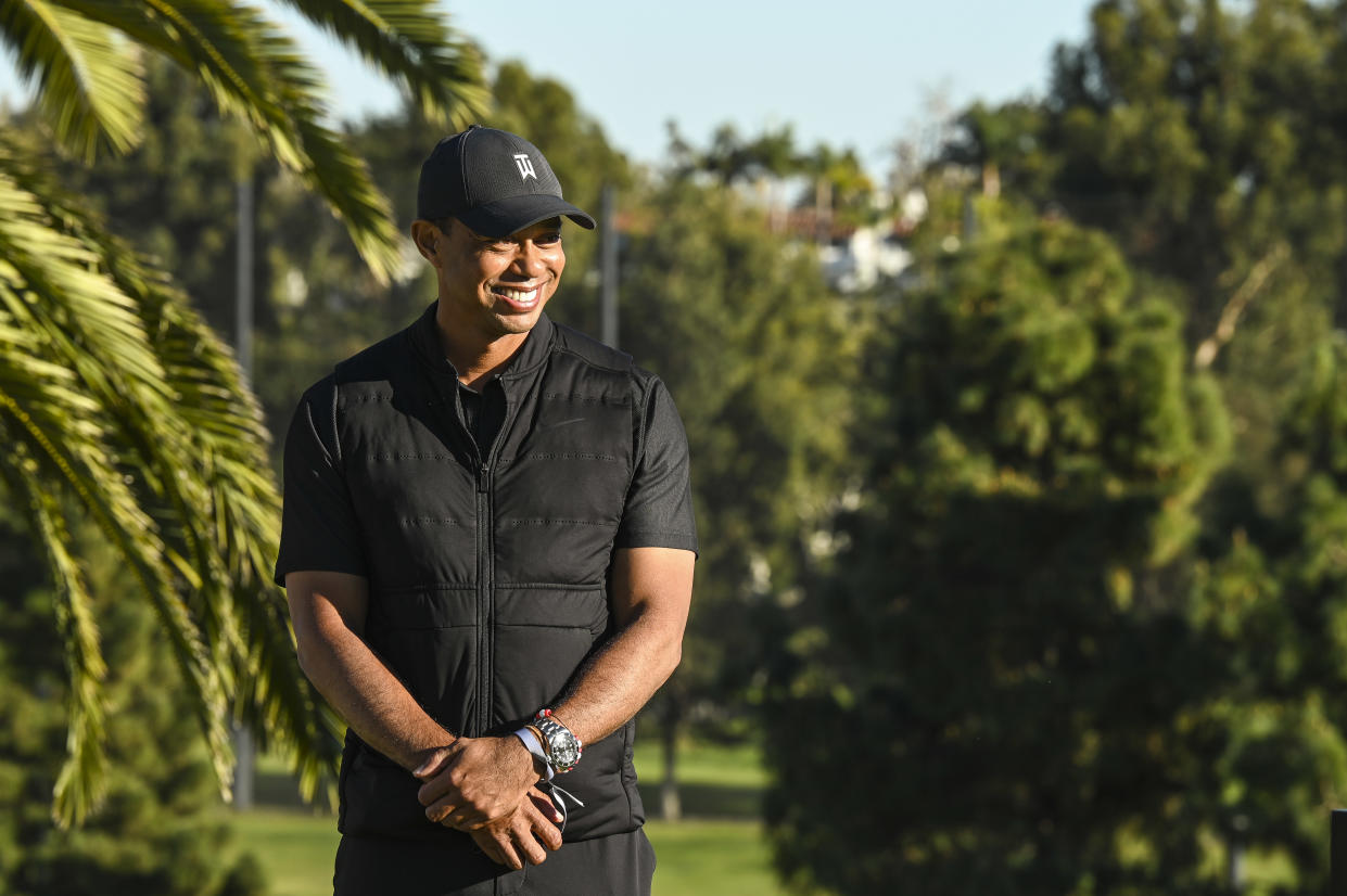 Tiger Woods on Sunday at Riviera Country Club. (Photo by Keyur Khamar/PGA TOUR via Getty Images)