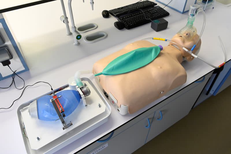 A simple lung ventilator called Q-Vent, for infected patients facing the coronavirus disease (COVID-19), which was created at Comenius University, is seen in Bratislava