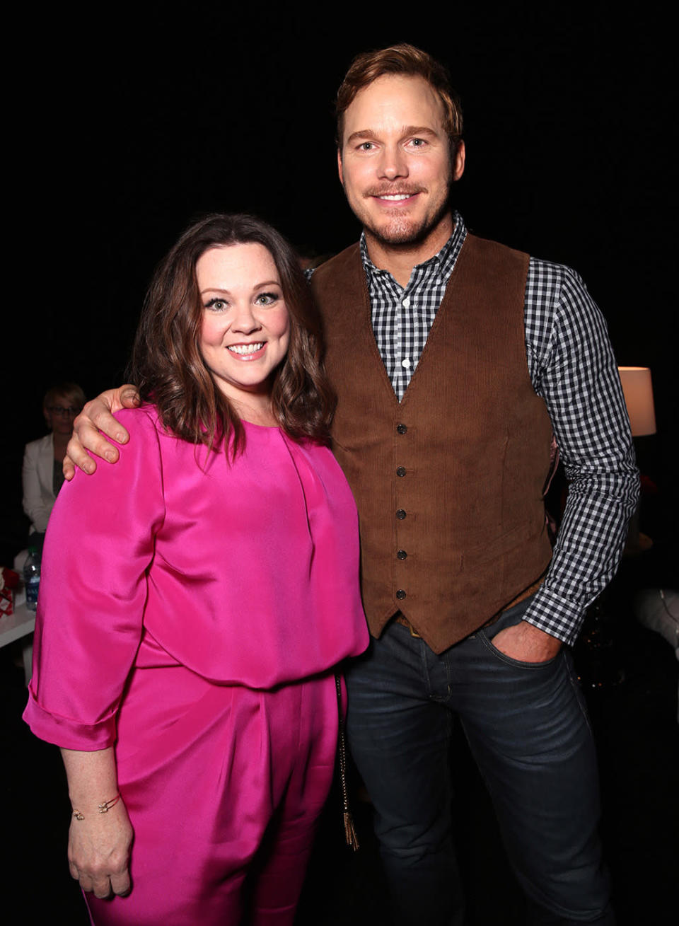<p>Melissa McCarthy and Chris Pratt at CinemaCon 2016 on April 12. <i>(Photo: Todd Williamson/Getty Images)</i></p>