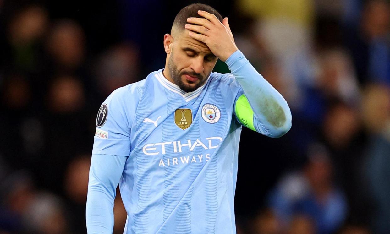 <span>‘It hurts and we’ve got to feel the pain,’ said Kyle Walker about Manchester City’s penalty shootout loss to Real Madrid.</span><span>Photograph: Carl Recine/Reuters</span>