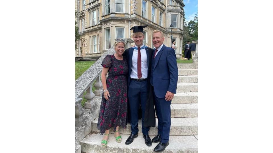 Adam Henson with his wife and their son on his graduation