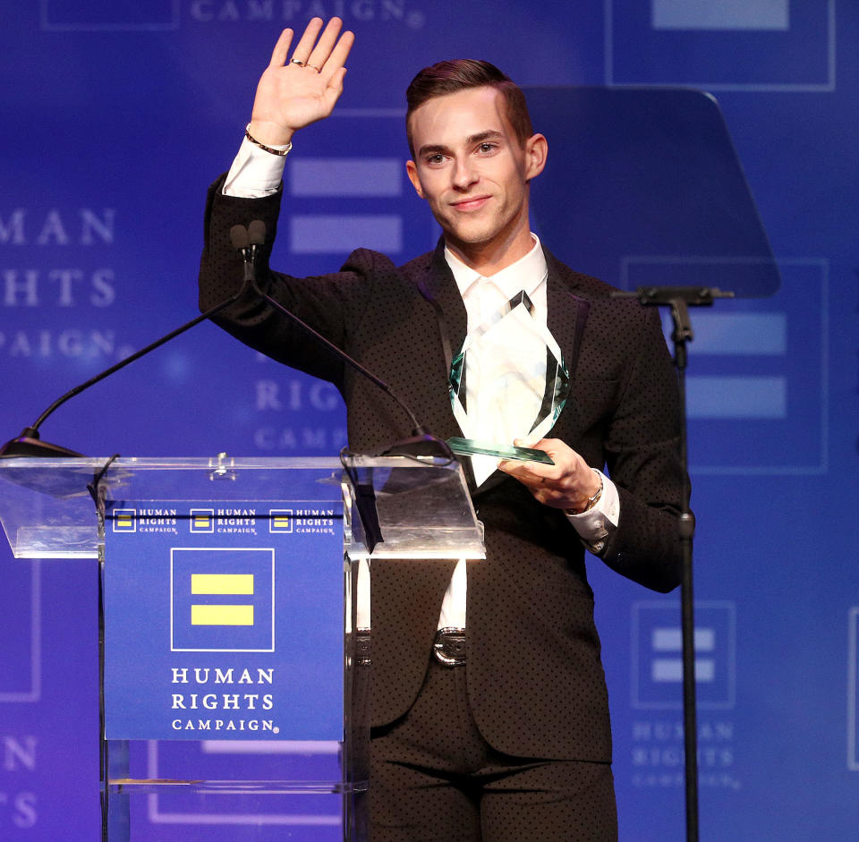 Rippon accepted the Visibility Award at the Human Rights Campaign 2018 Los Angeles Dinner on Saturday. (Photo: Frederick M. Brown via Getty Images)
