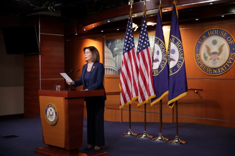 U.S. Speaker of the House Nancy Pelosi holds a news conference at the U.S. Capitol in Washington