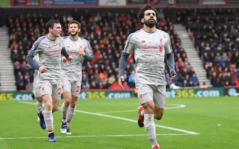 Salah's celebrations were relatively downbeat - Credit: Getty Images