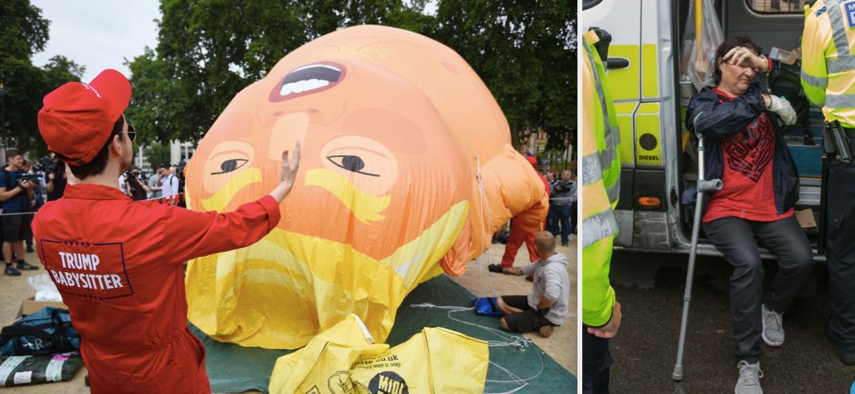 The woman was arrested after allegedly stabbing the Donald Trump blimp with scissors (WENN)