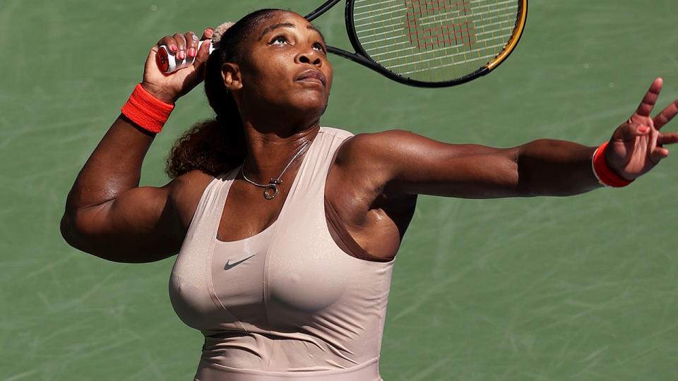 Serena Williams is pictured serving during the US Open.