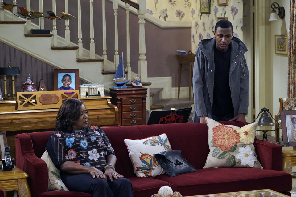 THE CARMICHAEL SHOW -- "New Neighbors" Episode 207 -- Pictured: (l-r) Loretta Devine as Cynthia Carmichael, Jerrod Carmichael as Jerrod Carmichael -- (Photo by: Chris Haston/NBC)