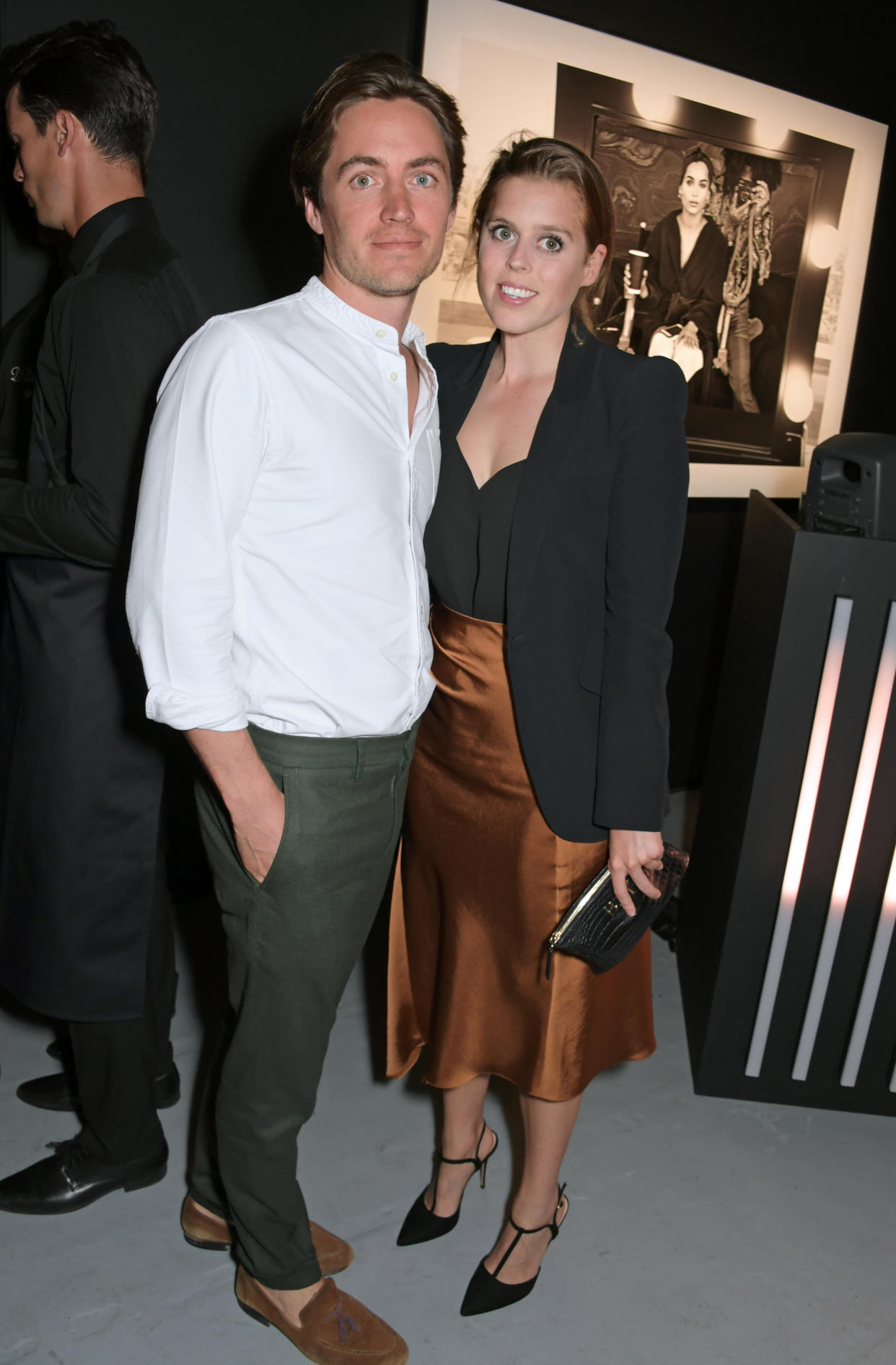 LONDON, ENGLAND -  JULY 10:   Edoardo Mapelli Mozzi and Princess Beatrice of York attend the Lenny Kravitz & Dom Perignon 'Assemblage' exhibition, the launch Of Lenny Kravitz' UK Photography Exhibition, on July 10, 2019 in London, England. (Photo by David M. Benett/Dave Benett/Getty Images for Dom Perignon)