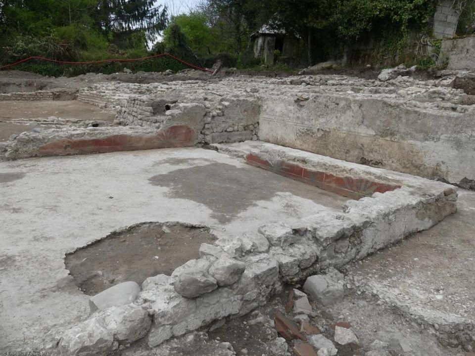 Some of the decorated walls uncovered at the site.