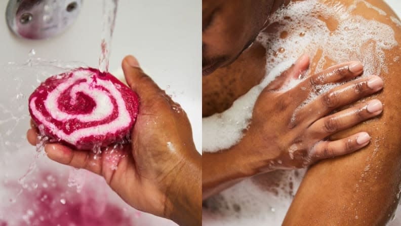 Fragrant and fruity Lush bubble bars are a romantic bath essential.