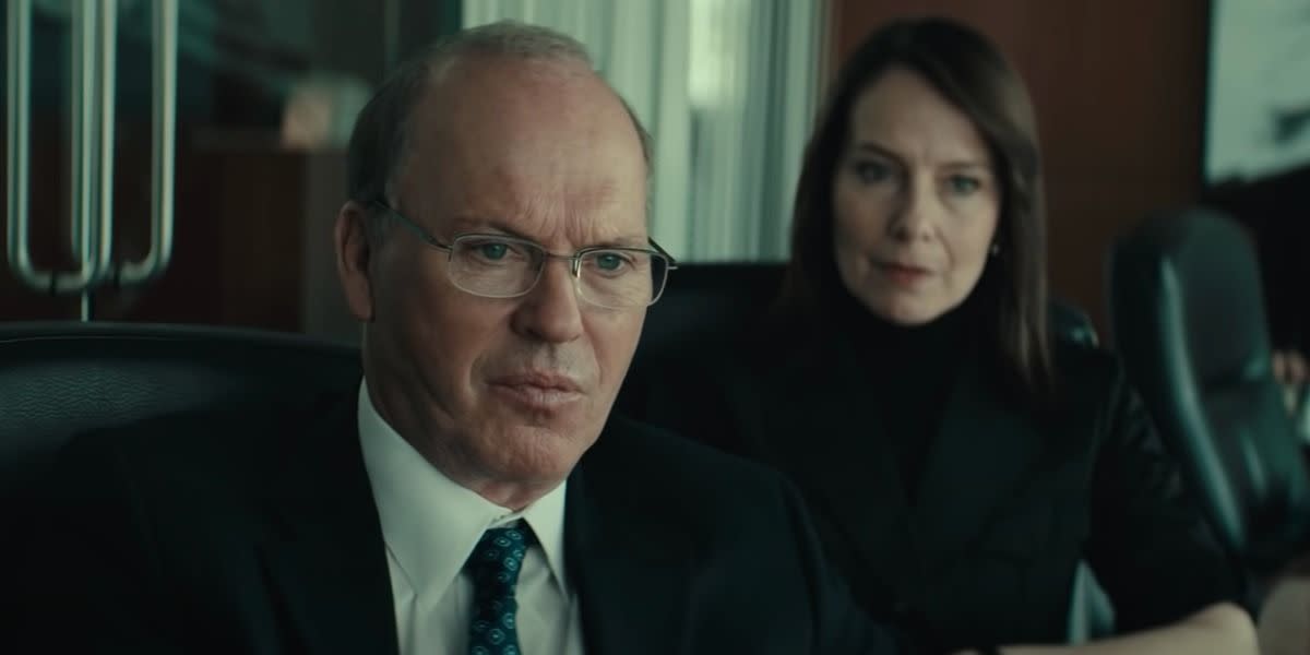 a closeup of michael keaton in a scene from worth, a good housekeeping pick for best sad movies on netflix