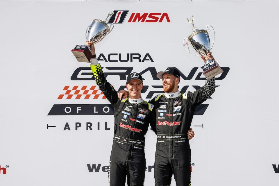 14 vasser sullivan, lexus rc f gt3, gtd pro jack hawksworth, ben barnicoat, podium