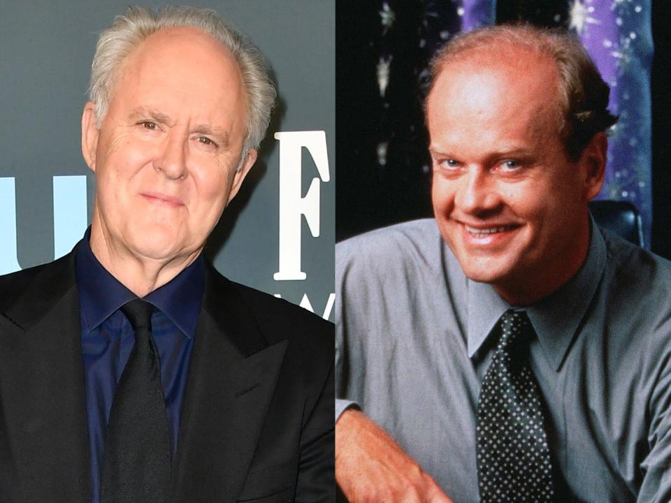 John Lithgow in early 2020, and Kelsey Grammer as Frasier Crane (Frazer Harrison/Getty Images/NBC/Kobal/Shutterstock)