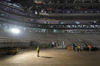 Construction continues at UBS Arena, the future home of the New York Islanders NHL hockey team, in Elmont, N.Y., Thursday, June 3, 2021. The building will have all the bells and whistles and be better accessible to Islanders fans than the recent temporary home in Brooklyn, and the hope is it will provide a strong home-ice advantage for decades to come. (AP Photo/Seth Wenig)