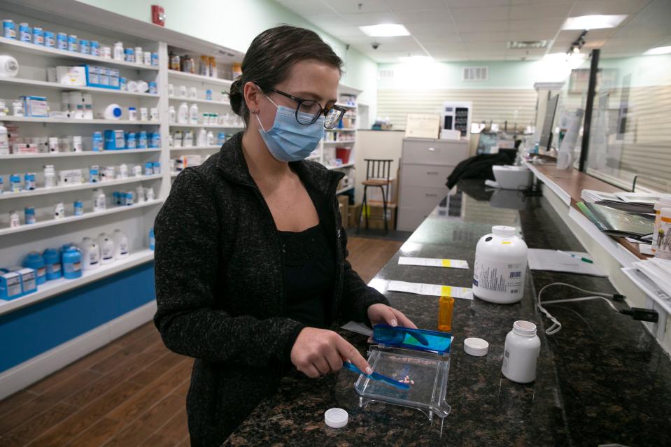 Approximately one year ago Ritesh Shah opened a charitable pharmacy to help those in the community who cannot afford medications. Staff Pharmacist Nicole Donaido counts pills.Red Bank, NJThursday, April 6, 2023