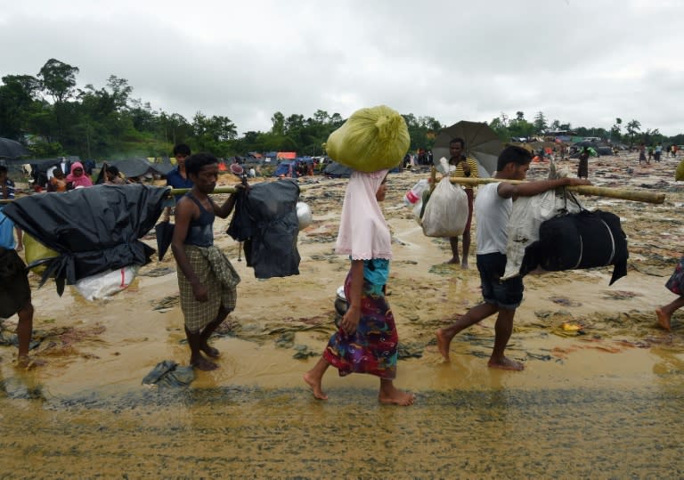 Rohingya refugees in Bangladesh's Balukhali refugee camp on September 17, 2017
