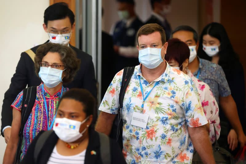 U.S. Ambassador to Palau John Hennessey-Niland walks at Taoyuan International Airport