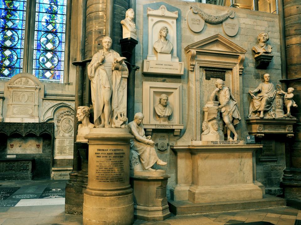 Poets Corner in Westminster Abbey.