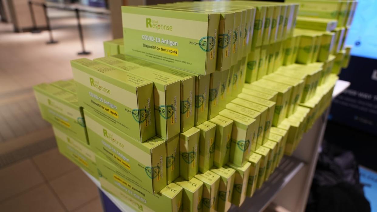 Millions of COVID-19 tests stored in an Alberta Health Services warehouse are set to expire on various dates through March. (Paul Smith/CBC - image credit)