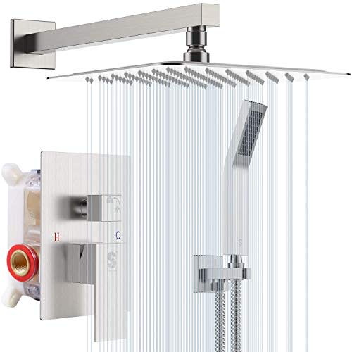 SR SUN RISE 12 Inches Bathroom Luxury Rain Mixer Shower Combo Set Wall Mounted Rainfall Shower…