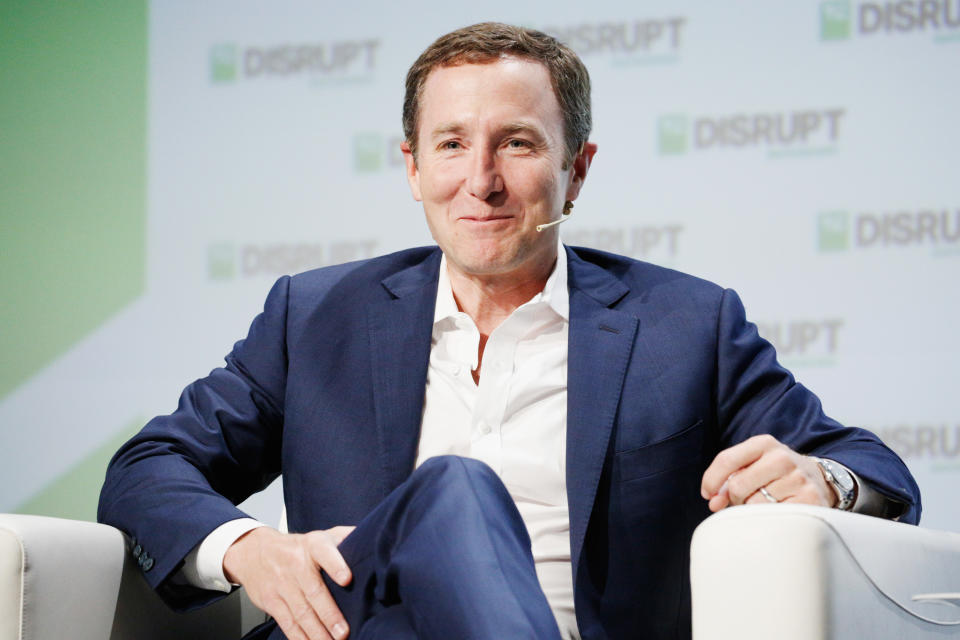 SAN FRANCISCO, CA - SEPTEMBER 06:  Peloton Co-Founder/CEO John Foley speaks onstage during Day 2 of TechCrunch Disrupt SF 2018 at Moscone Center on September 6, 2018 in San Francisco, California.  (Photo by Kimberly White/Getty Images for TechCrunch)