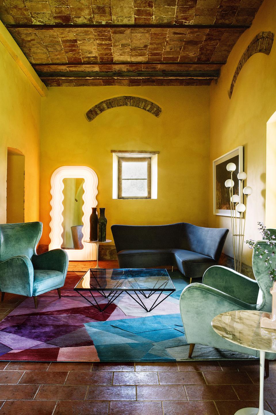 A radiant Ultrafragola in a 14th-century Italian convent turned home, decorated by L.A. Studio.