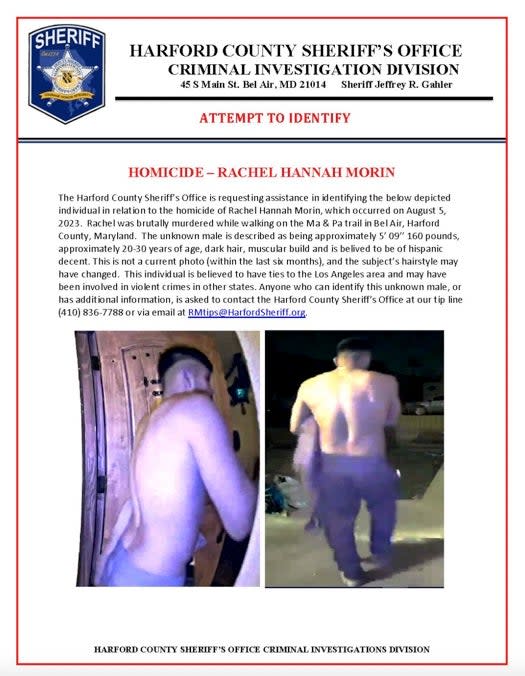 Harford County Sheriff’s Office released this image of Rachel Morin’s suspected killer (Harford County Sheriff’s Office)