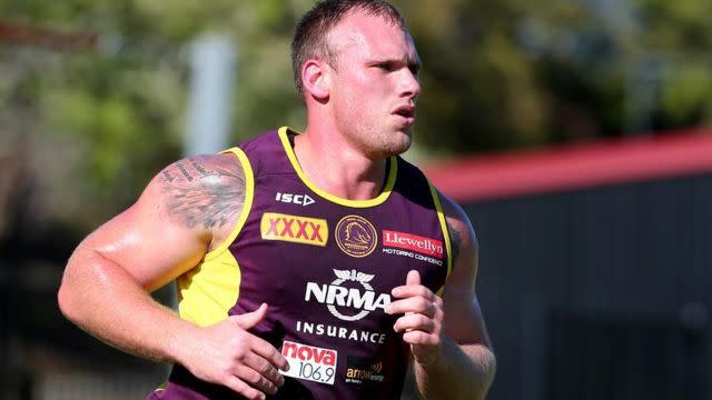 Lodge training with the Broncos. Image: AAP