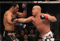 Tito Ortiz punches Antonio Rogerio Nogueira during the UFC 140 event at Air Canada Centre on December 10, 2011 in Toronto, Ontario, Canada. (Photo by Nick Laham/Zuffa LLC/Zuffa LLC via Getty Images)