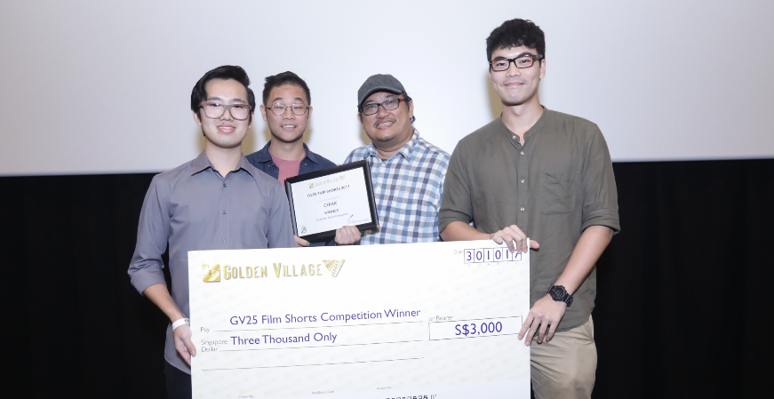 Winners of GV25 Film Shorts, The Moonmen with mentor Boris Boo (third from left). (Photo: Golden Village)