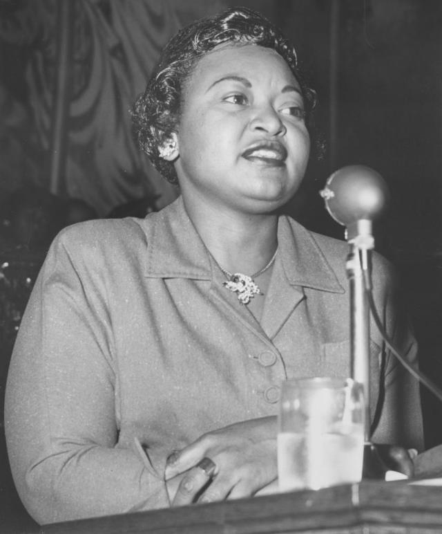 Mamie Till-Mobley delivering a speech.