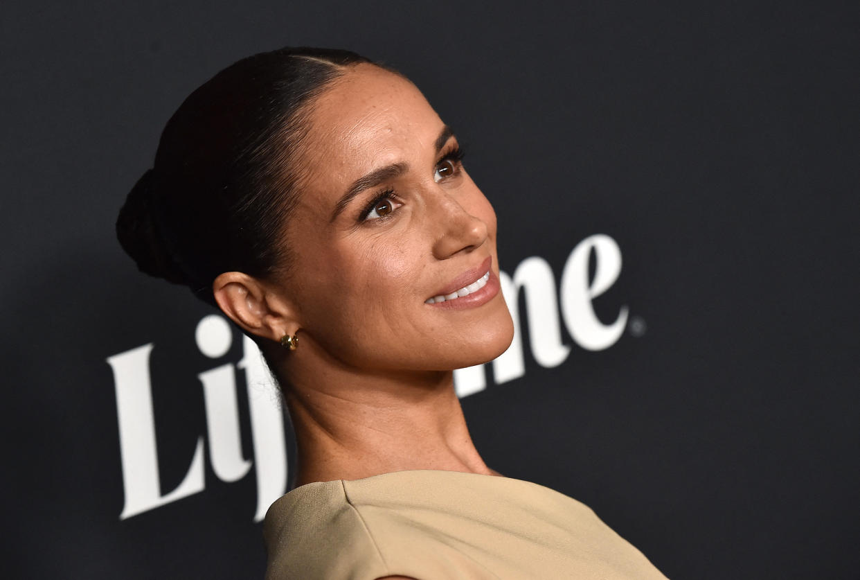 TOPSHOT - Meghan Markle arrives for Variety's Power of Women event at Mother Wolf in Los Angeles, California, on November 16, 2023. The 2023 honorees include US singer Fantasia Barrino, US singer-songwriter Billie Eilish, English actress Carey Mulligan, US actress Lily Gladstone, British actress Emily Blunt, and Margot Robbie's LuckyChap. (Photo by LISA O'CONNOR / AFP) (Photo by LISA O'CONNOR/AFP via Getty Images)