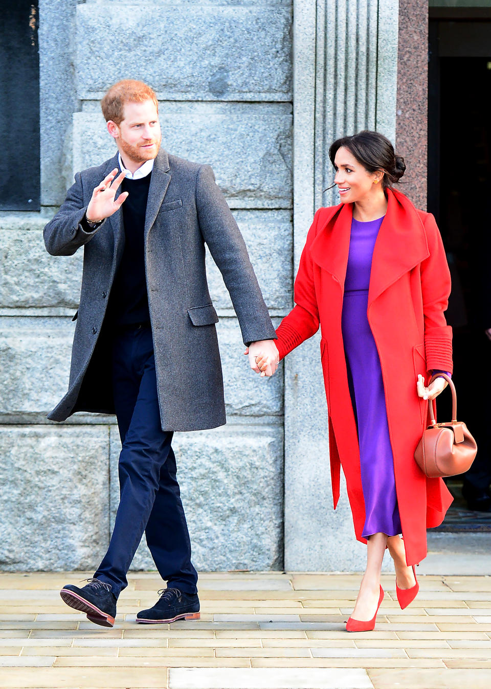 Prince Harry and Meghan Markle in Birkenhead on 14 January 2019