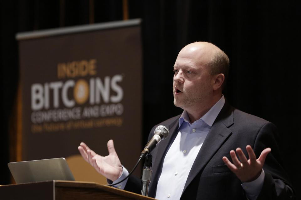 Circle CEO Jeremy Allaire speaks at the Inside Bitcoins conference on April 7, 2014 in New York. (AP Photo/Mark Lennihan)