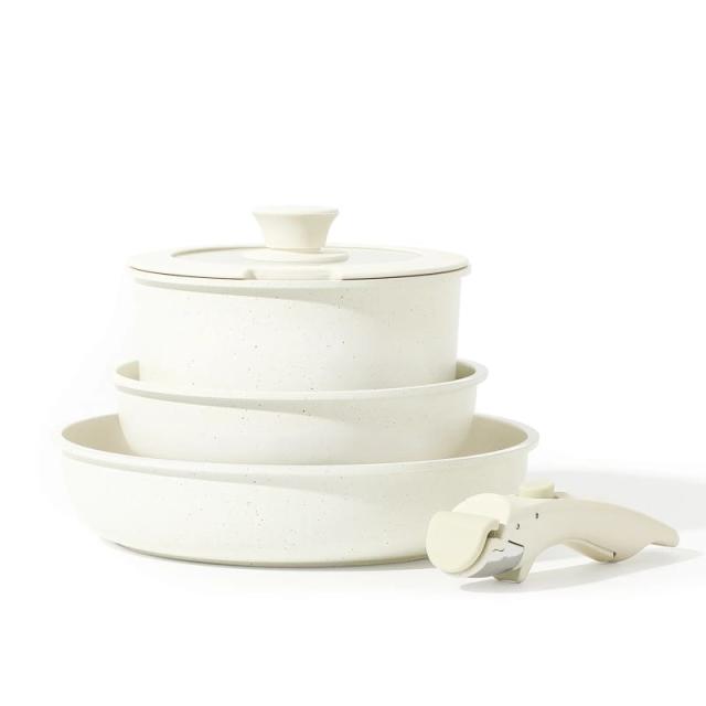 Beautiful 5.5 Quart Ceramic Non-Stick Saute Pan, White Icing by Drew Barrymore