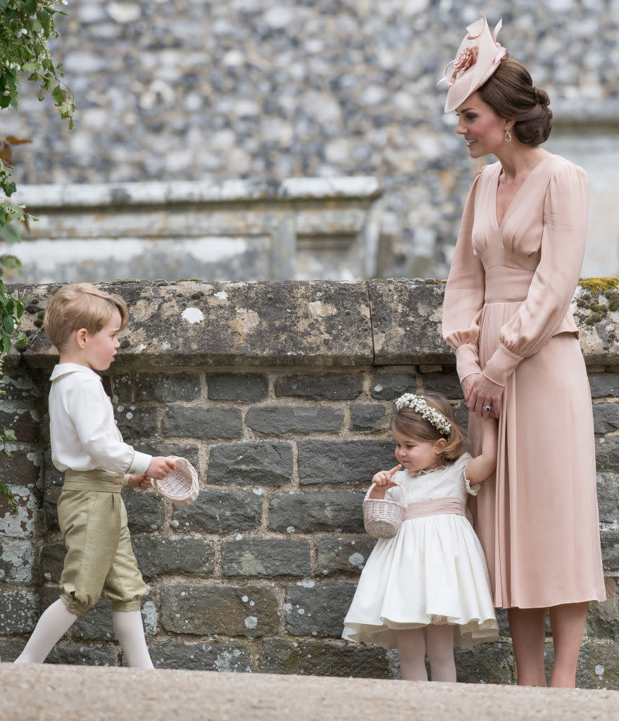 Prince George and Princess Charlotte at Aunt Pippa’s wedding. (Getty)