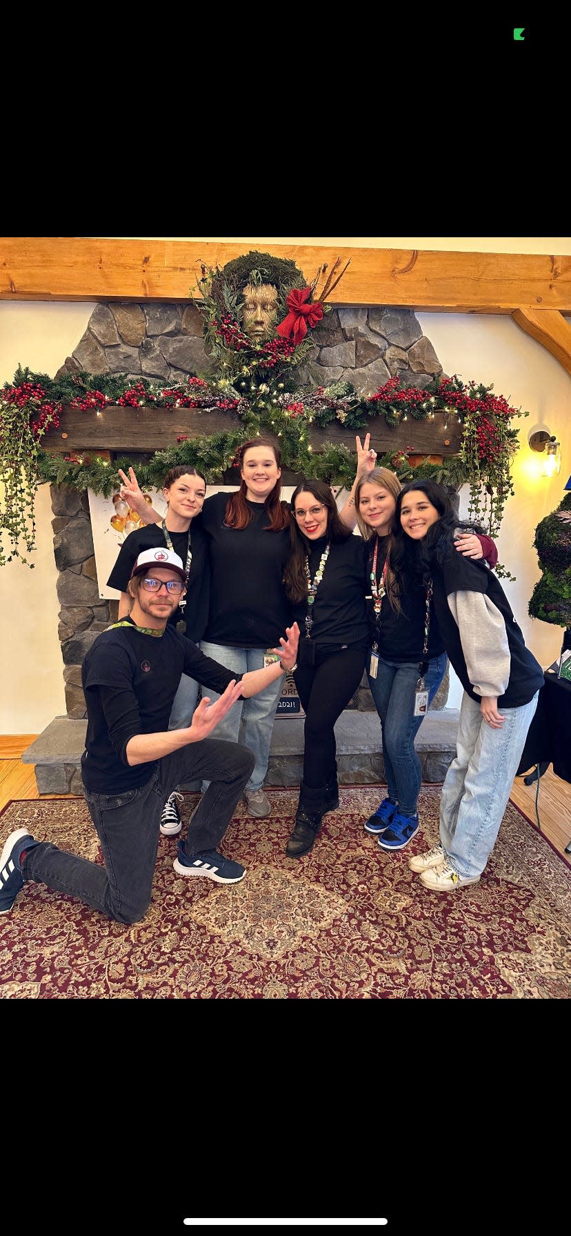 The staff of the Bud Barn in Winchendon as they celebrated one year in business. From left, Jameson Howard (kneeling), Hana Knowlton, Emily Mount, Melissa Murphy, Karlie Allen, and Mena Salame. They are selling gift cards for the holidays