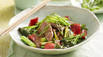 Lamb and vegies coated in a rich and aromatic sauce that takes less than an hour to dish up – what’s not to love?<br><br><a rel="nofollow" href="https://au.lifestyle.yahoo.com/better-homes-gardens/recipes/r/30510198/mongolian-lamb-and-broccolini-stir-fry-recipe/" data-ylk="slk:RECIPE: Mongolian lamb;elm:context_link;itc:0;sec:content-canvas" class="link ">RECIPE: Mongolian lamb</a>