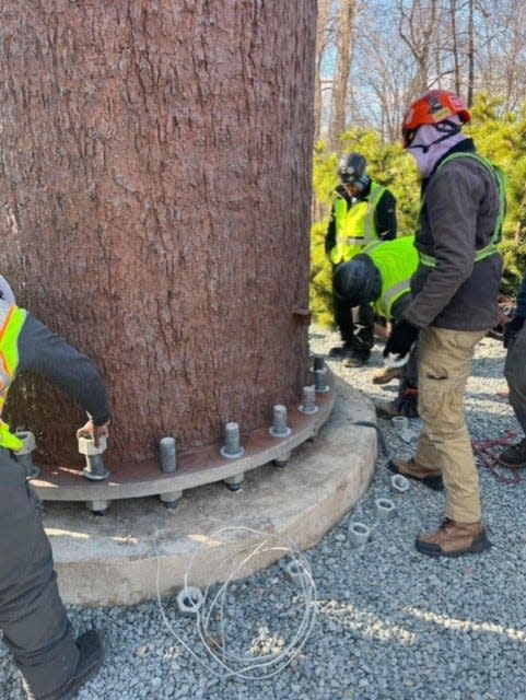 Installation of the simulated-bark cell tower at Fire Company 3 in Mahwah took place in March.