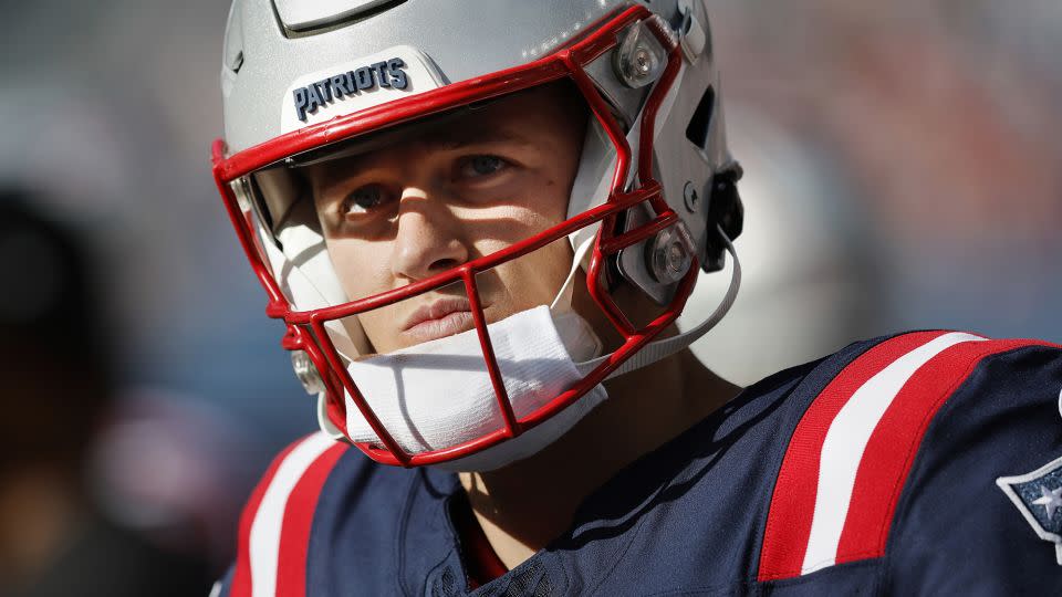 Jones looks on after being benched during the second half against the Saints. - Michael Dwyer/AP