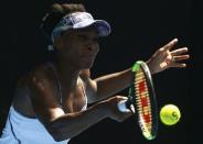 Tennis - Australian Open - Melbourne Park, Melbourne, Australia - 26/1/17 Venus Williams of the U.S. hits a shot during her Women's singles semi-final match against Coco Vandeweghe of the U.S. .REUTERS/Thomas Peter