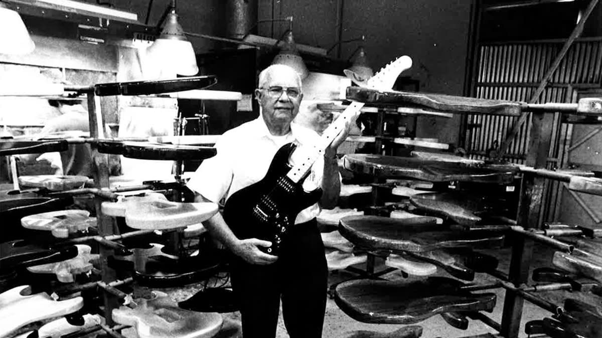  Leo Fender works on G&L Guitars. 