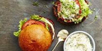 <p>This healthy vegetarian recipe reimagines what’s best between buns. Hearty mushroom patties topped with creamy rosemary mayo stand up to beef any day. </p><p><em><a href="https://www.goodhousekeeping.com/food-recipes/a38846/mushroom-quinoa-burger-recipe/" rel="nofollow noopener" target="_blank" data-ylk="slk:Get the recipe for Mushroom-Quinoa Burger »;elm:context_link;itc:0;sec:content-canvas" class="link ">Get the recipe for Mushroom-Quinoa Burger »</a></em></p>