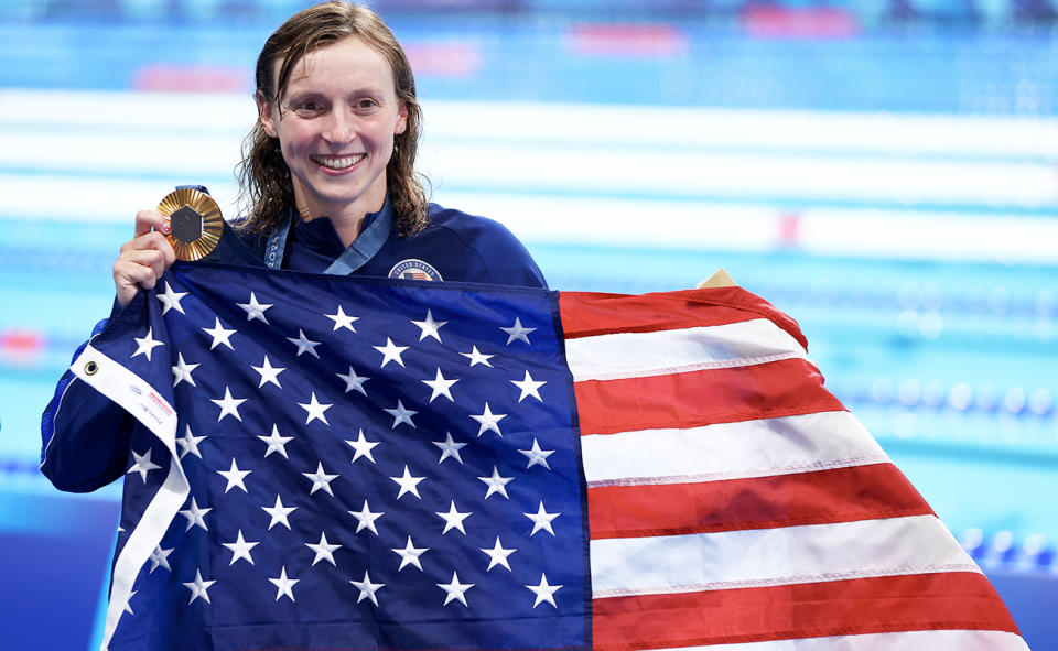 Katie Ledecky at the Paris Olympics.