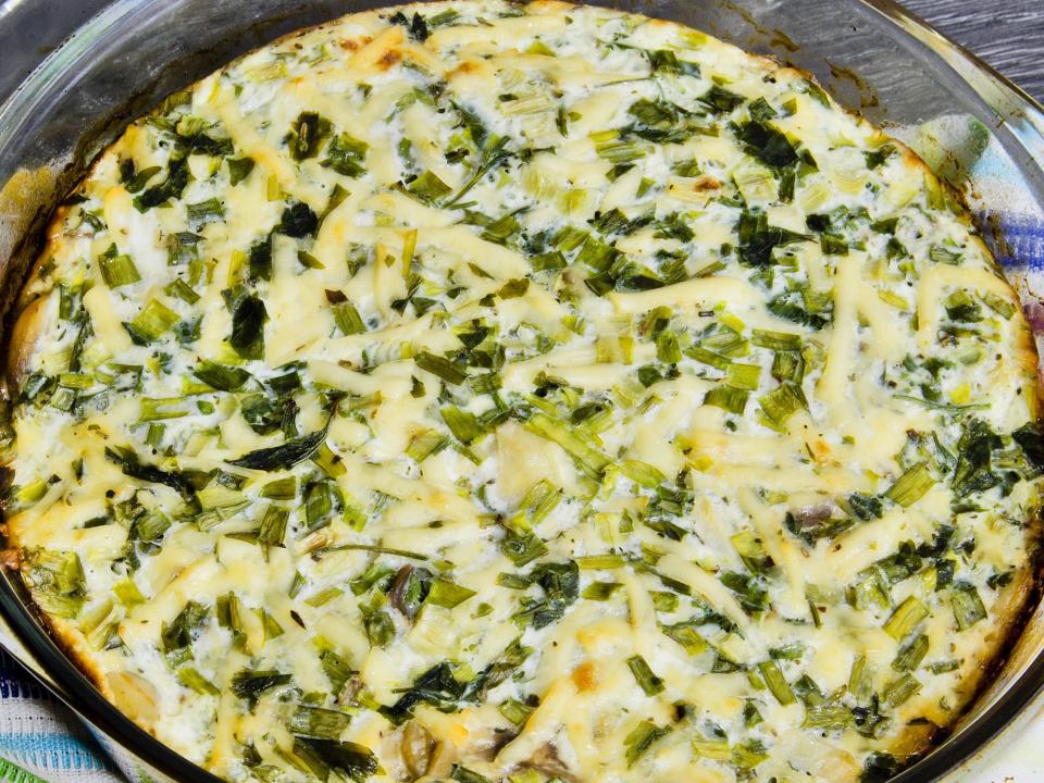 green bean casserole in a baking dish