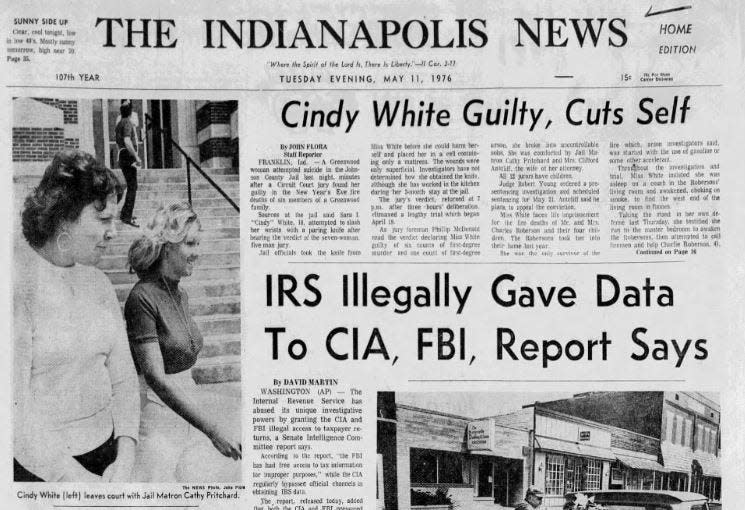 A Johnson County jury convicted Cindy White on six counts of murder and one count of arson in May 1976 for starting a house fire that killed an entire Greenwood family, including four young children.